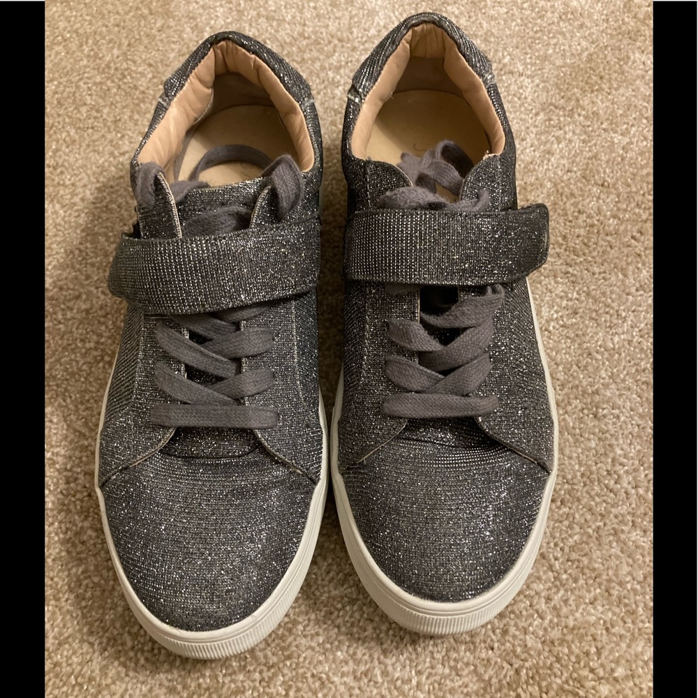 J/Slides NYC silver sparkle sneakers